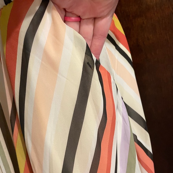 Torrid Brand Women's size 2 Midi Chiffon Pleated Dress White Stripes - Picture 7 of 9